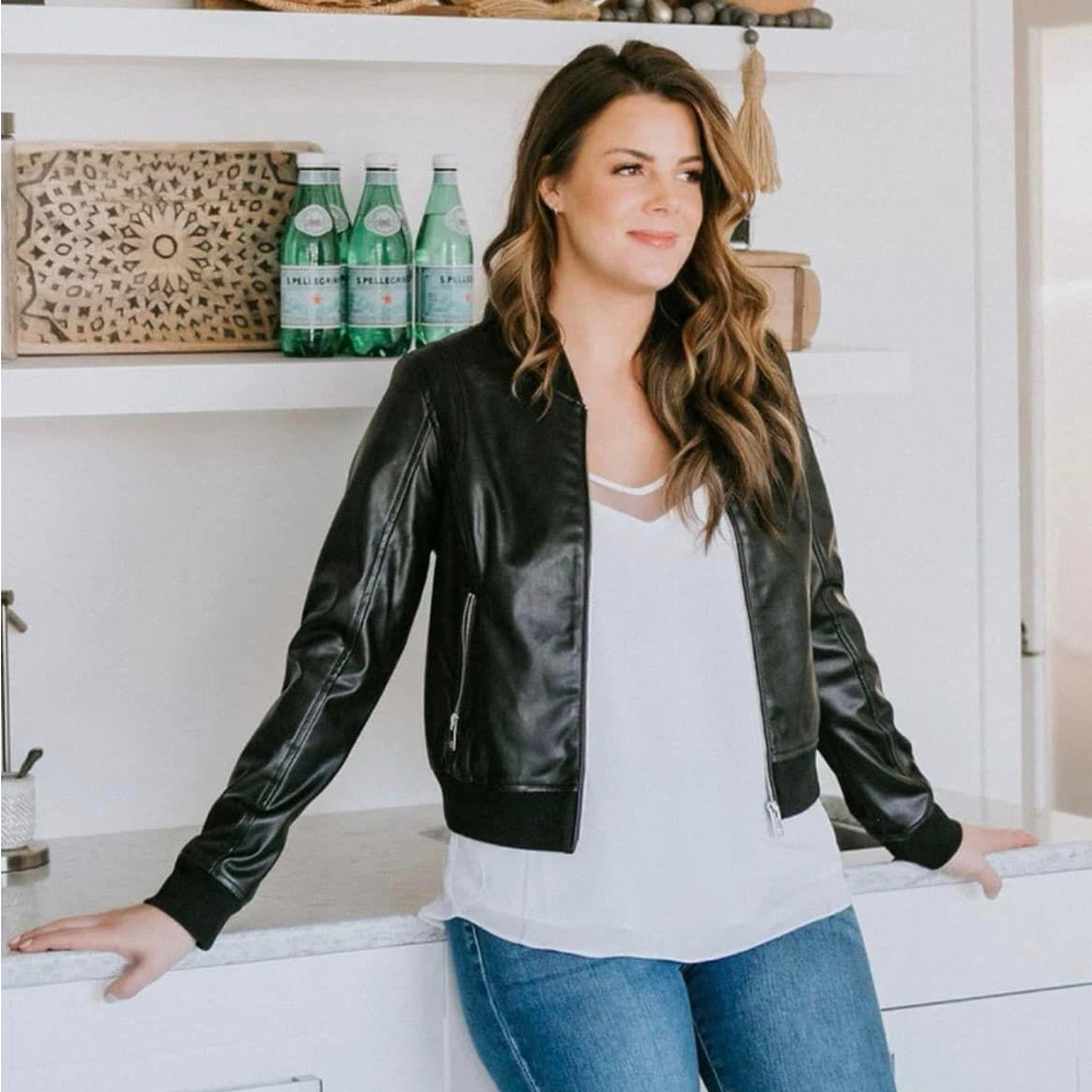 Lily & Lottie Kameron Faux Leather Bomber Jacket
